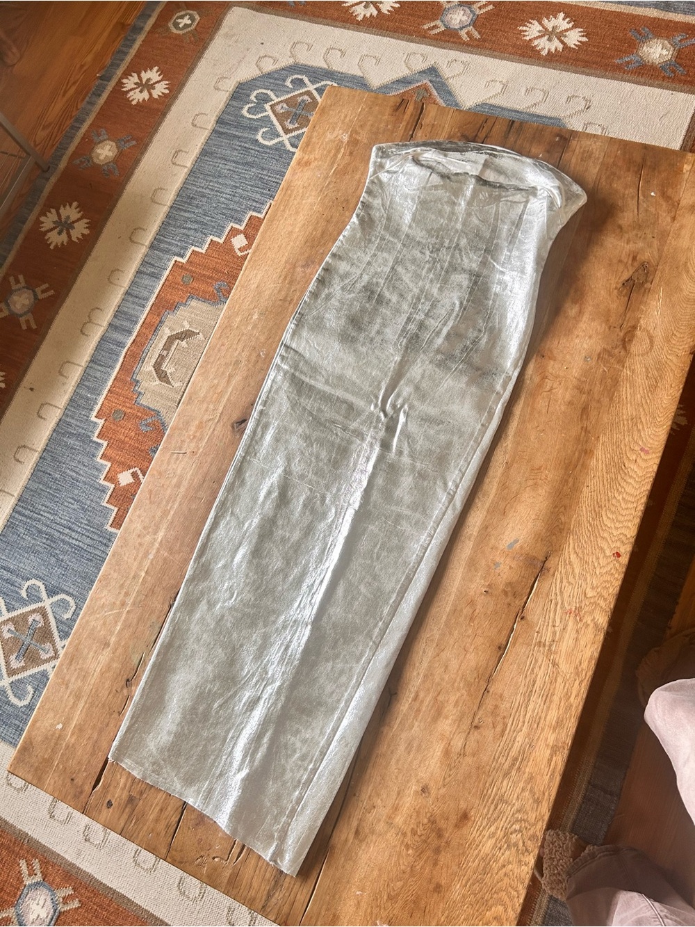 Zara silver denim Strapless Silver Maxi Dress - Elegant Evening Gown photoshoot - Picture 10 of 16